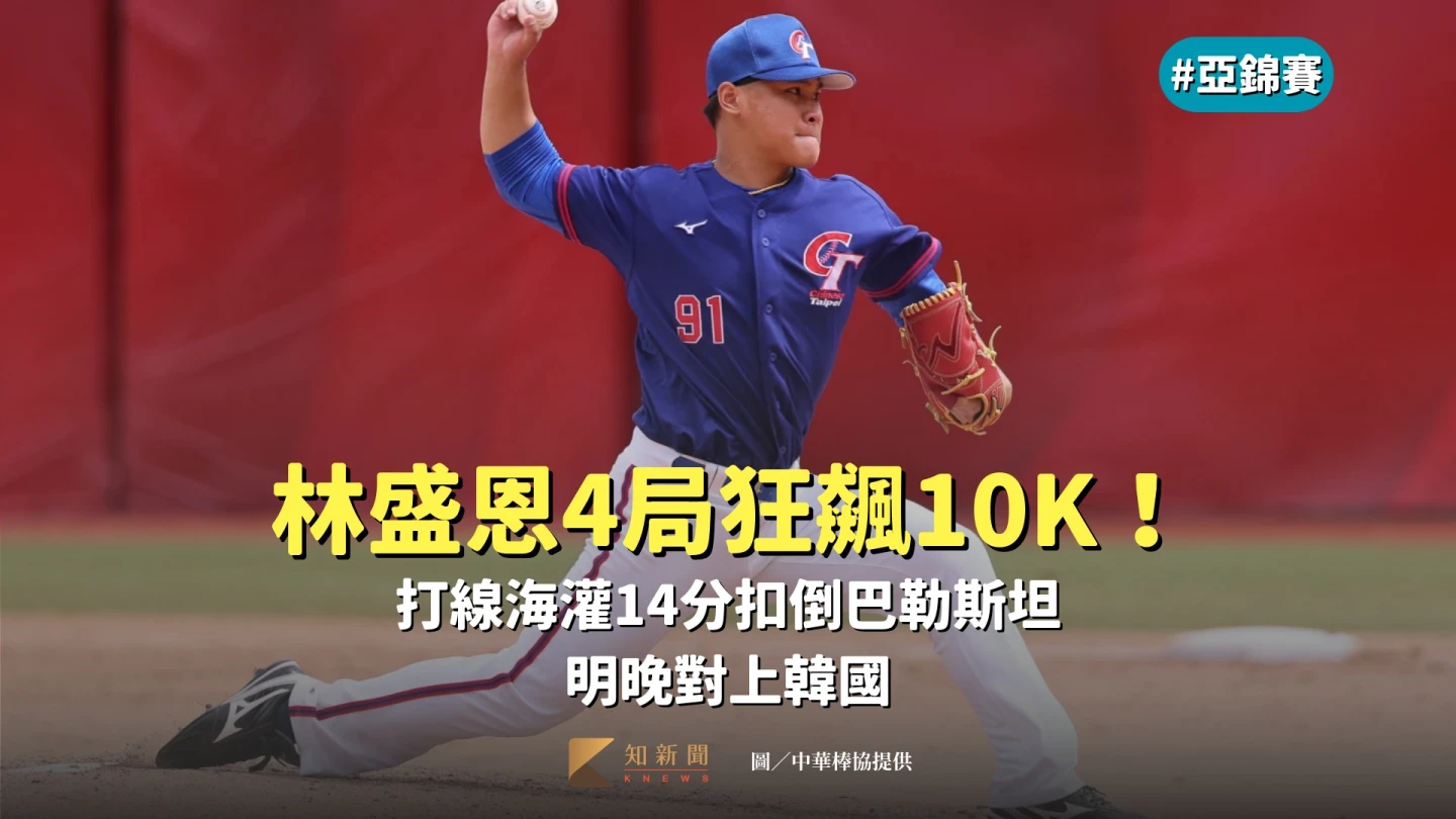 亞錦賽|林盛恩4局狂飆10K!打線海灌14分扣倒巴勒斯坦 明晚對上韓國