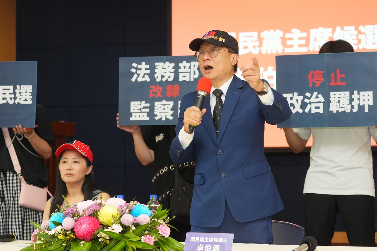 國民黨主席參選人卓伯源提出三點呼籲。李柏毅攝