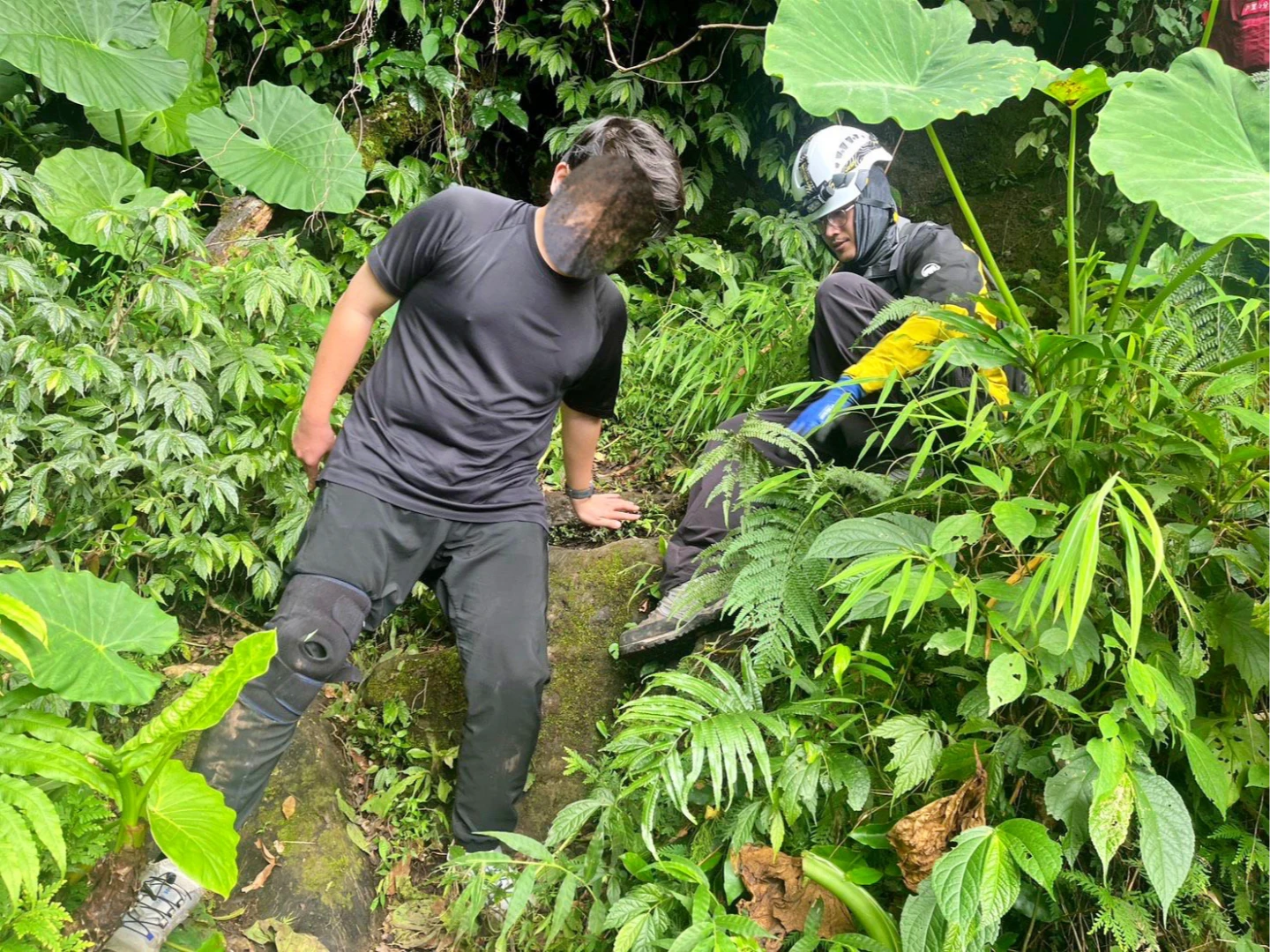 登山社學生遭虎頭蜂襲擊,經初步治療後可行走。警方提供