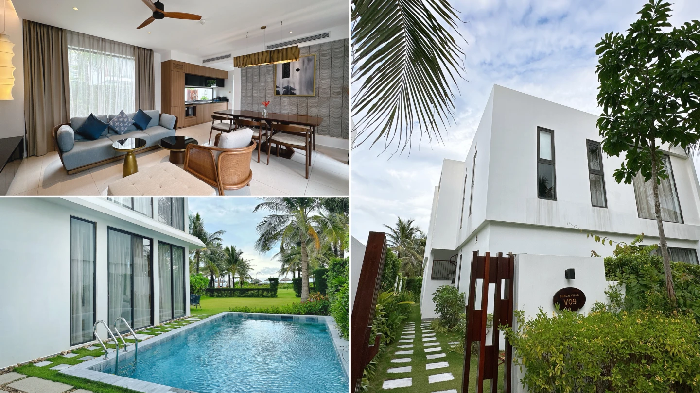 每間villa別墅都擁有共享客廳、小泳池。劉沛妘攝