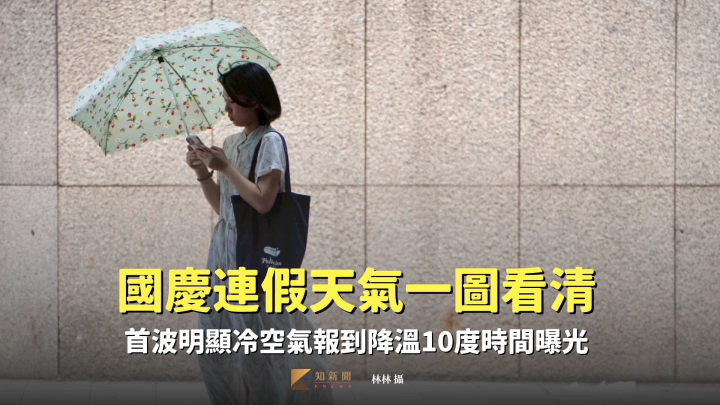 國慶連假首日晴時多雲,但陽光依舊強烈,路人持洋傘遮蔽。林林 攝