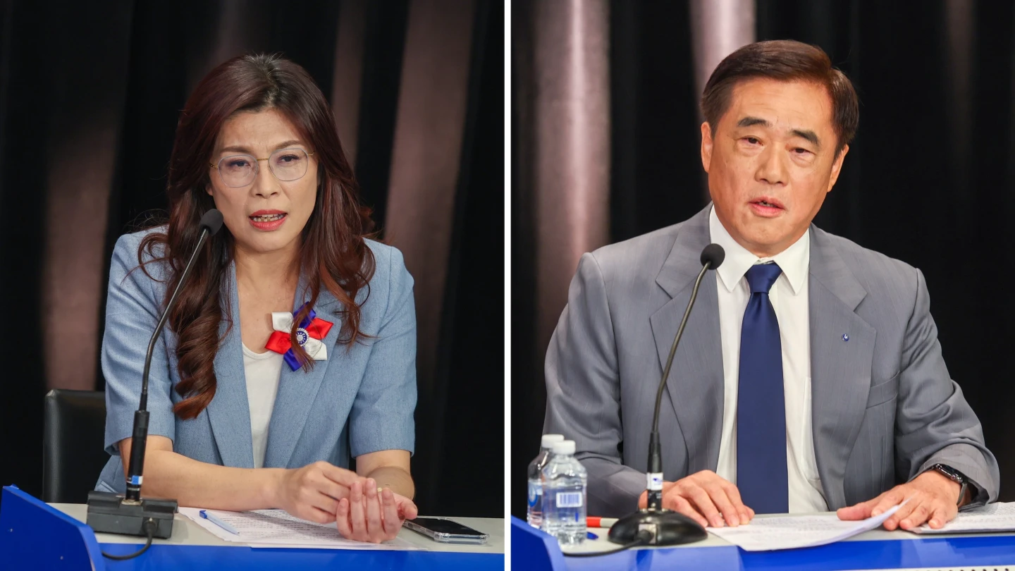 國民黨主席候選人郝龍斌暗指鄭麗文用境外勢力攻擊他。中天新聞提供