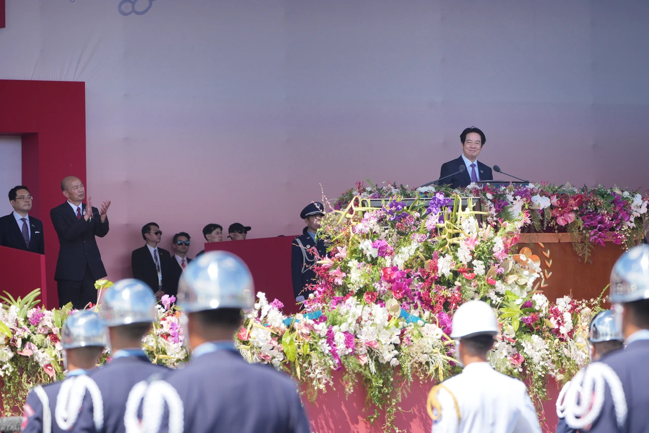 總統賴清德在國慶大會演說。陳卓邦攝