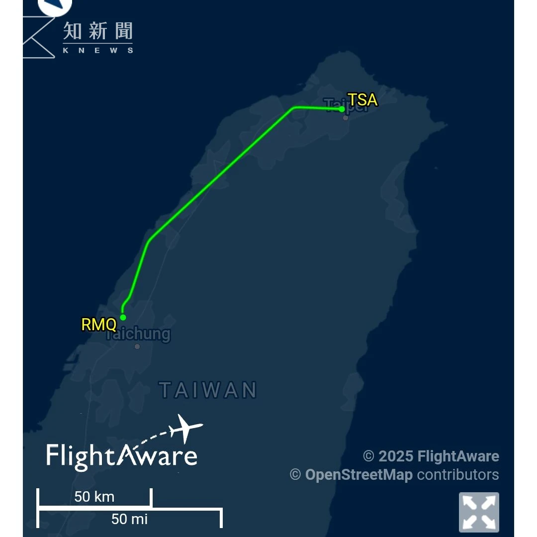 總統專機載賴清德總統台北台中兩地趕場。翻攝網頁