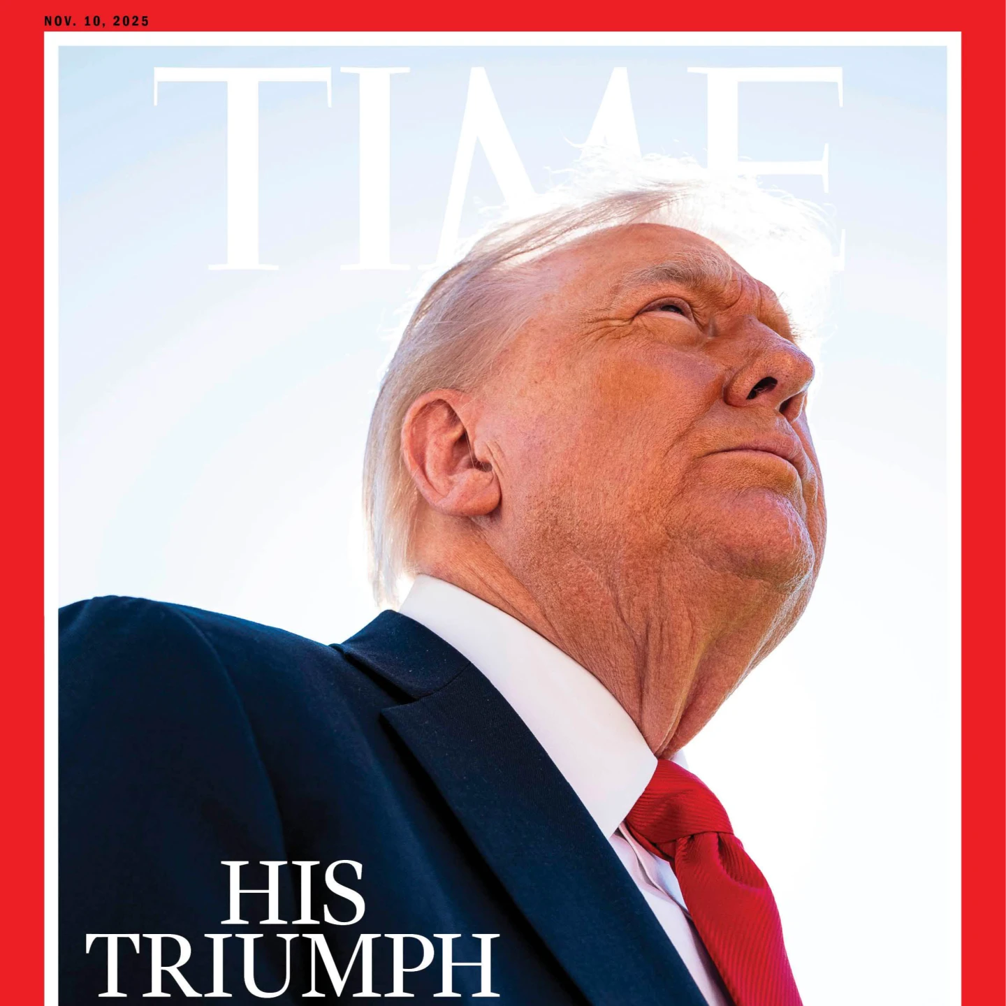 美國總統川普痛批最新一期《時代》雜誌的封面照「超詭異的」!取自X@TIME