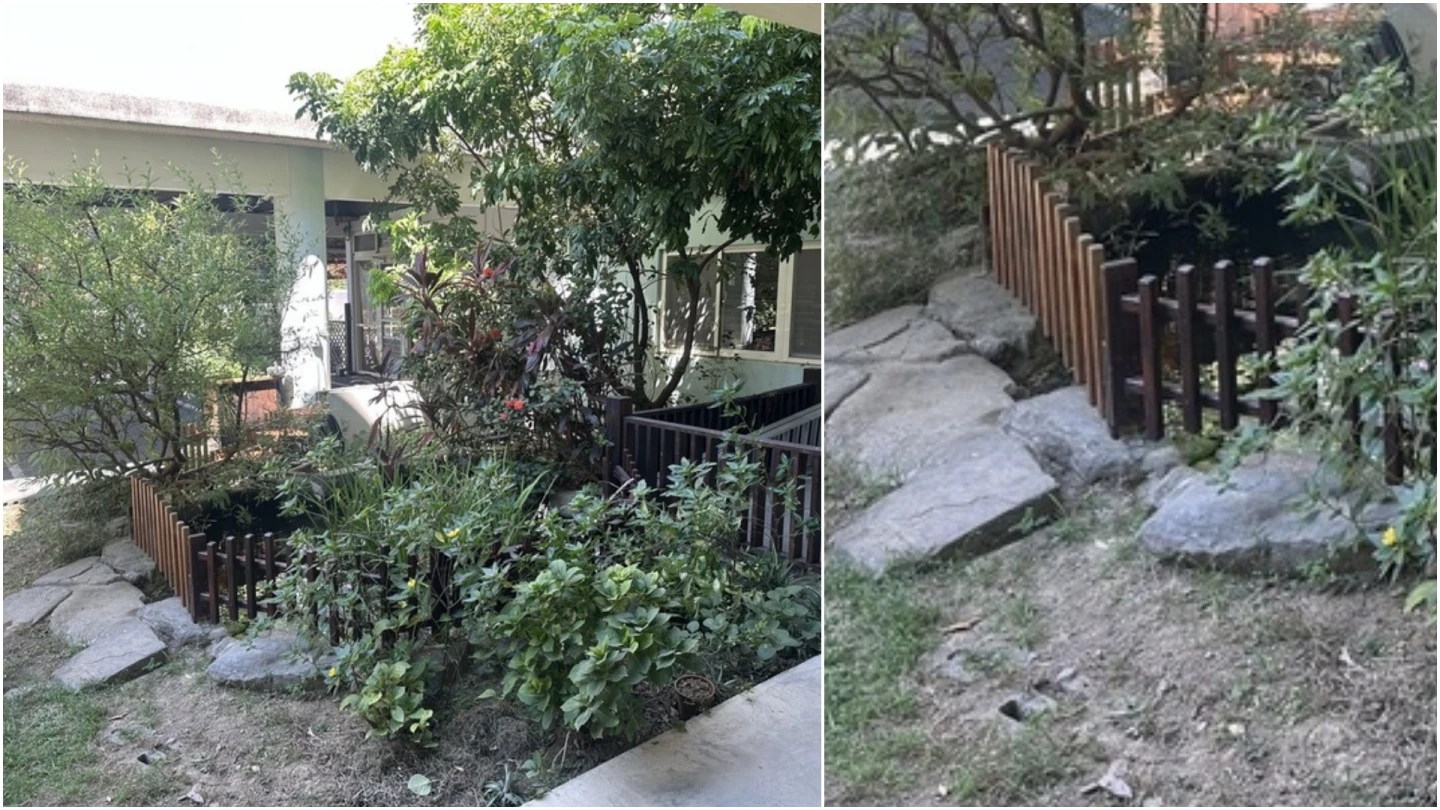 新竹縣竹北市一間幼兒園附設托嬰中心日前發生1歲半女嬰於戶外活動時不慎跌落園內約20公分深的生態池,失足溺斃。圖為該幼兒園環境。(民眾提供)中央社