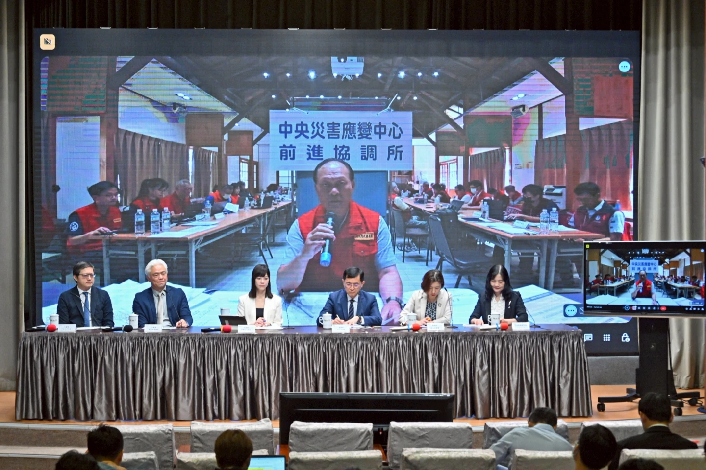 季連成在花蓮視訊參與記者會。政院提供