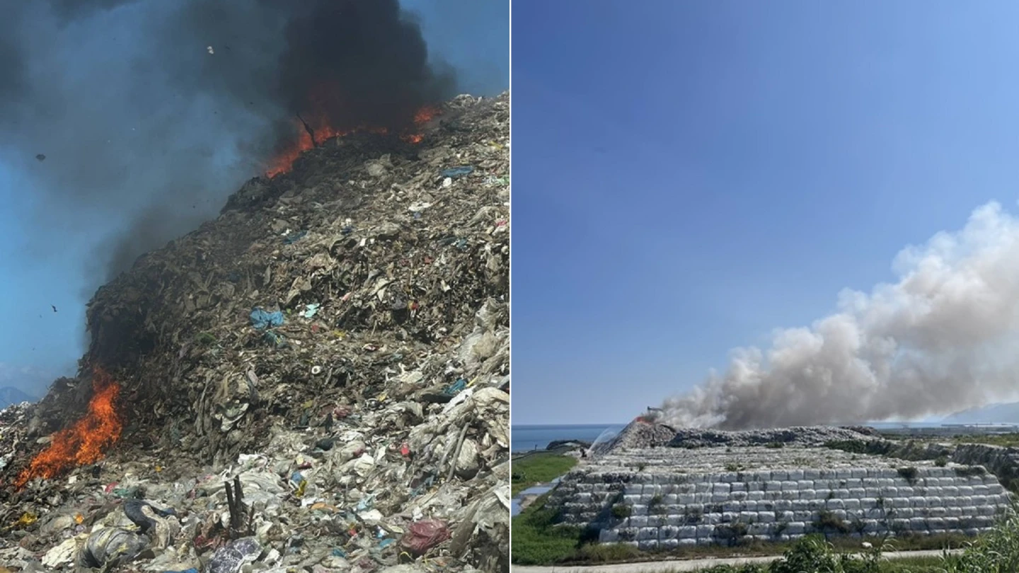 花蓮市垃圾掩埋場16日上午發生火警,傳出陣陣濃煙,已通報消防協助撲滅,呼籲附近住戶緊閉門窗。中央社