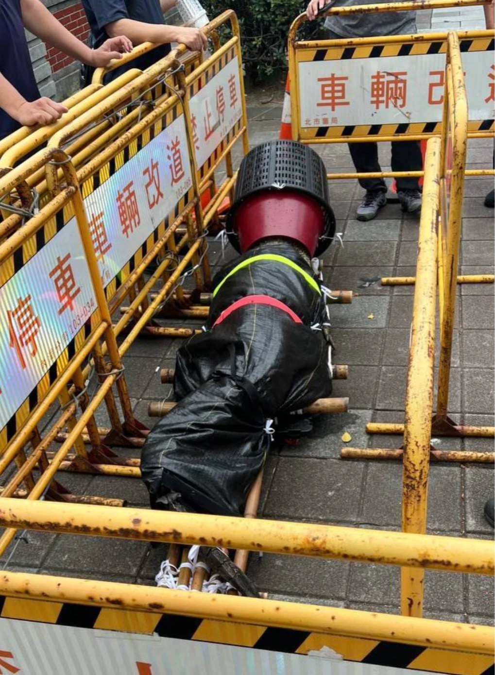 河口鱷雖然被五花大綁,仍可感受它的兇狠模樣。翻攝畫面