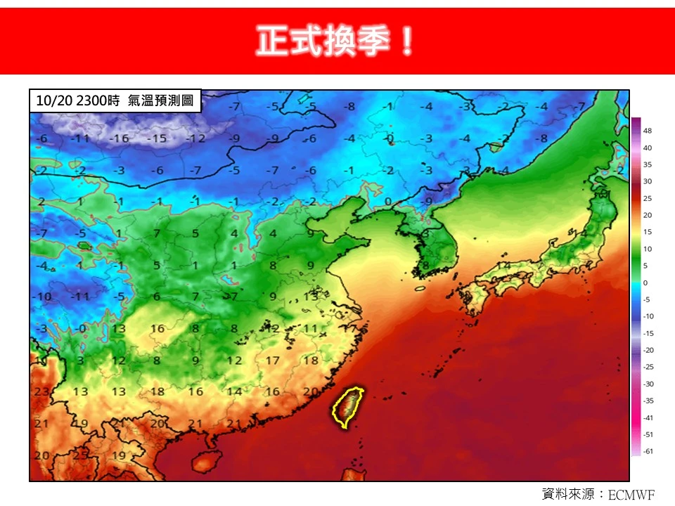 林得恩指出天氣正式換季,接下來天氣和其兩周將大不相同。取自FB @林老師氣象站