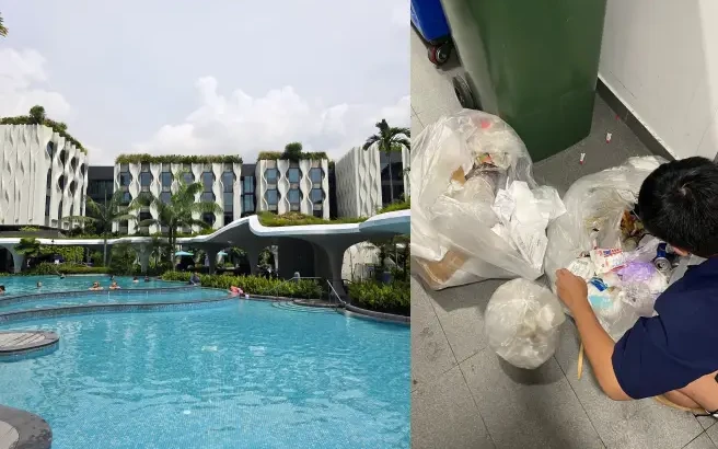 台灣一名遊客近日在新加坡的高級飯店,失竊大額現金,無奈之下去飯店垃圾筒翻找。照片為當事人授權使用
