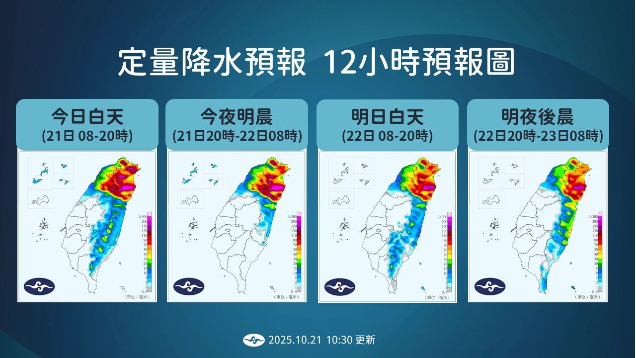 降雨趨勢。氣象署提供