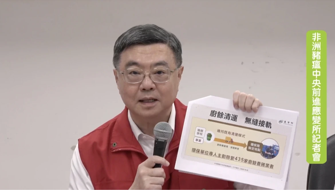 全力防堵非洲豬瘟,卓榮泰表示將針對現有435場還在使用廚餘的豬場,將再次檢驗蒸煮設備及貯放設備是否合法合規。取自FB@農業部