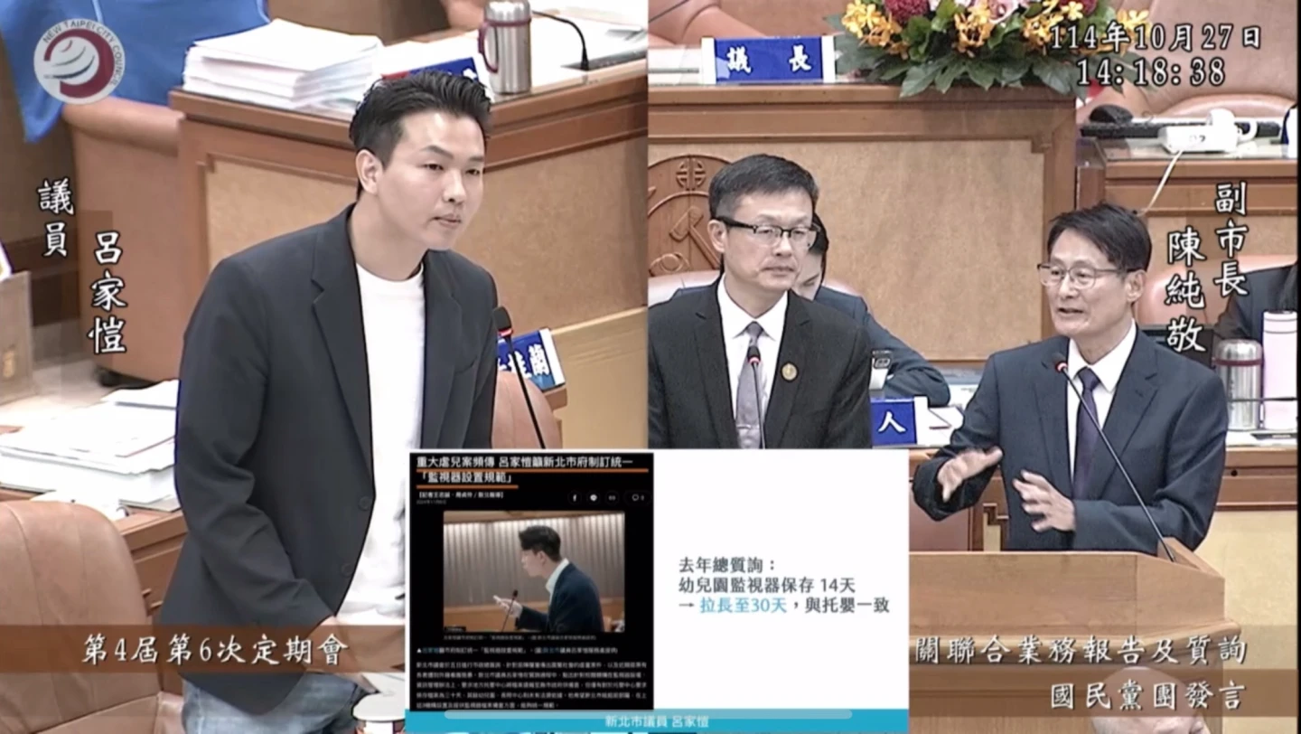 議員要求幼教監視畫面保存30日備查 新北教育局長回應了