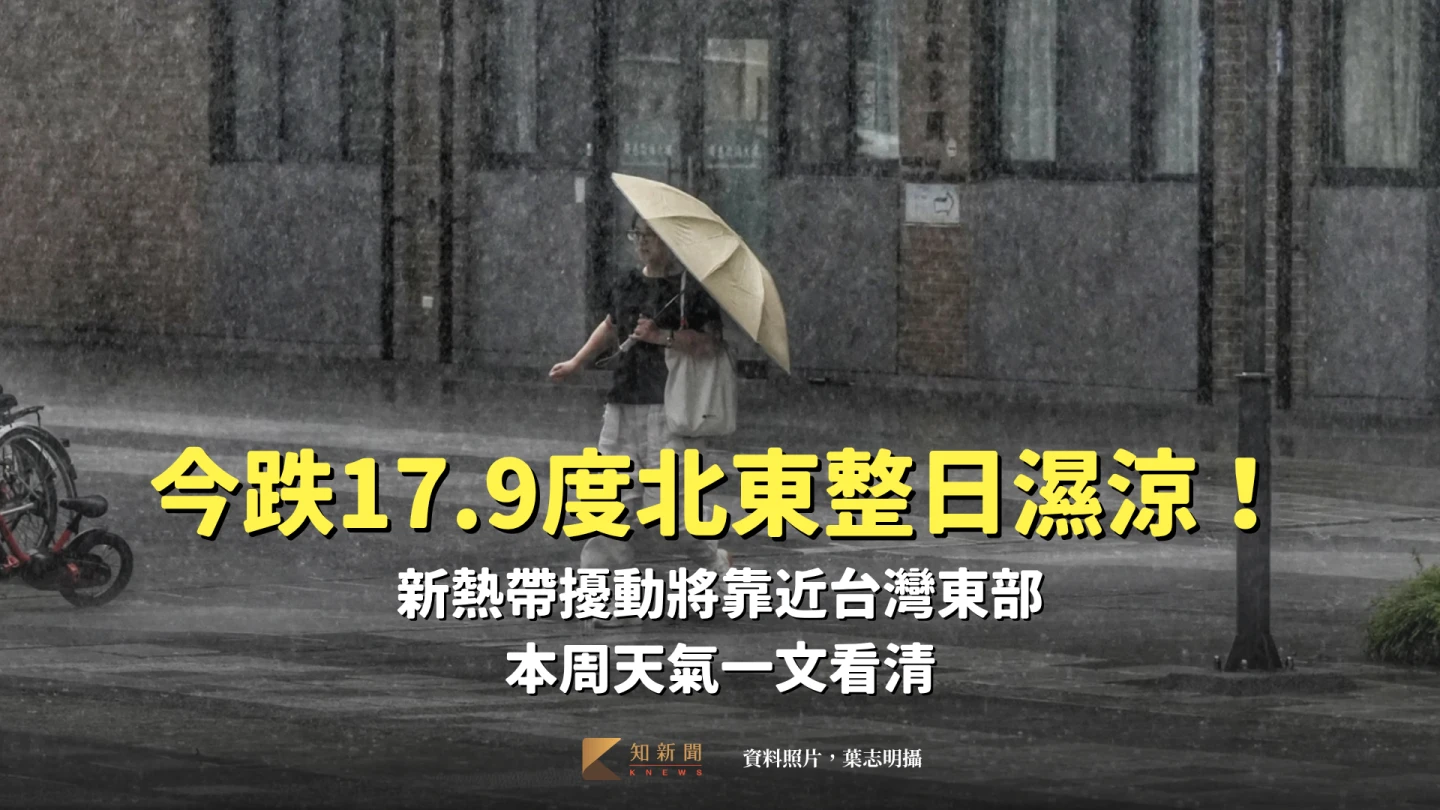 今跌17.9度北東整日濕涼！新熱帶擾動將靠近台灣東部　本周天氣一文看清