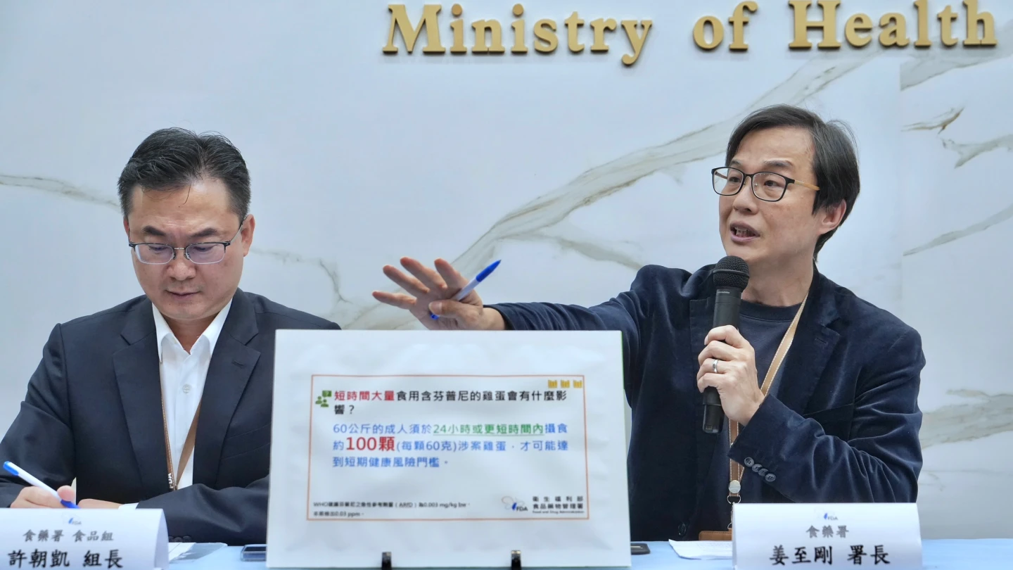 芬普尼蛋風暴｜食藥署長公布長期暴露風險顆數　「有點擔心先選擇幾天不吃」