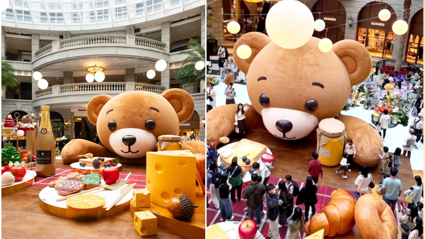 貴婦百貨耶誕巨熊爆紅！擺飾傳遭打卡民眾破壞　BELLAVITA：會請出館外