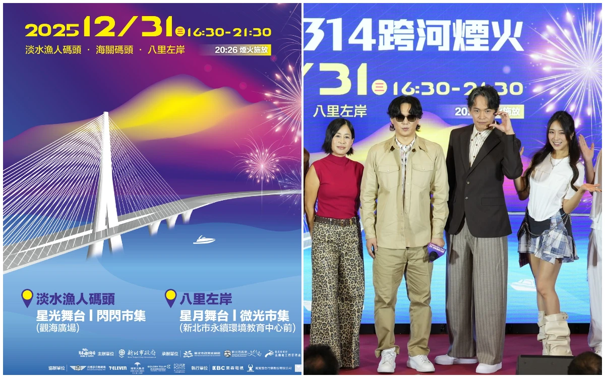 新北跨年煙火首創「跨河雙舞台」！淡江大橋當主角　日韓藝人壓軸倒數