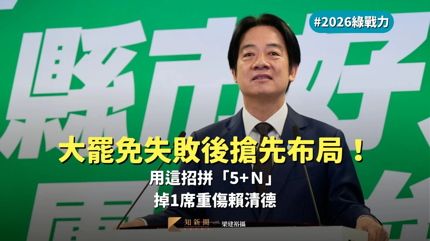 2026綠戰力｜大罷免失敗後搶先布局！用這招拼「5+Ｎ」　掉1席重傷賴清德