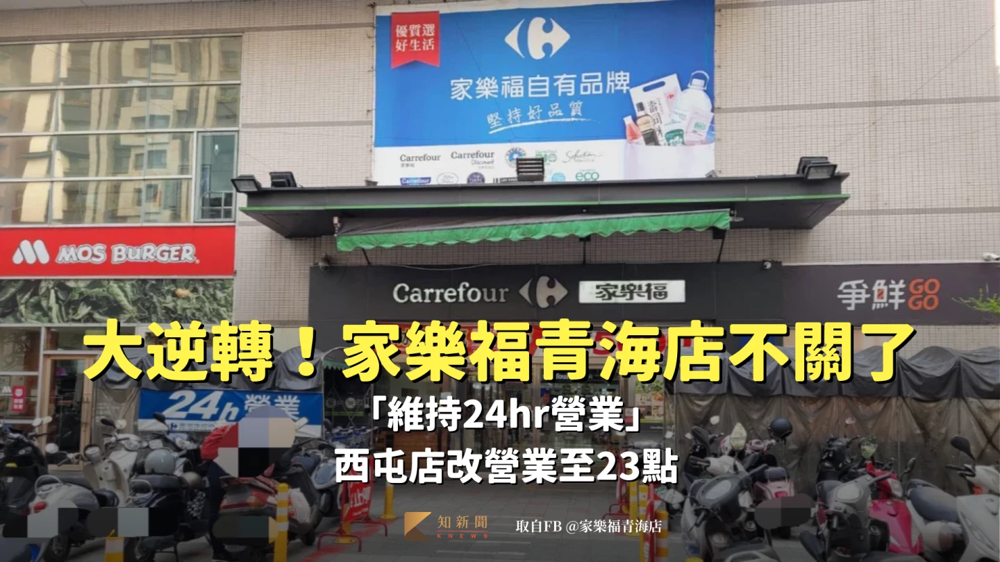 大逆轉！家樂福青海店不關了「維持24hr營業」　西屯店改營業至23點