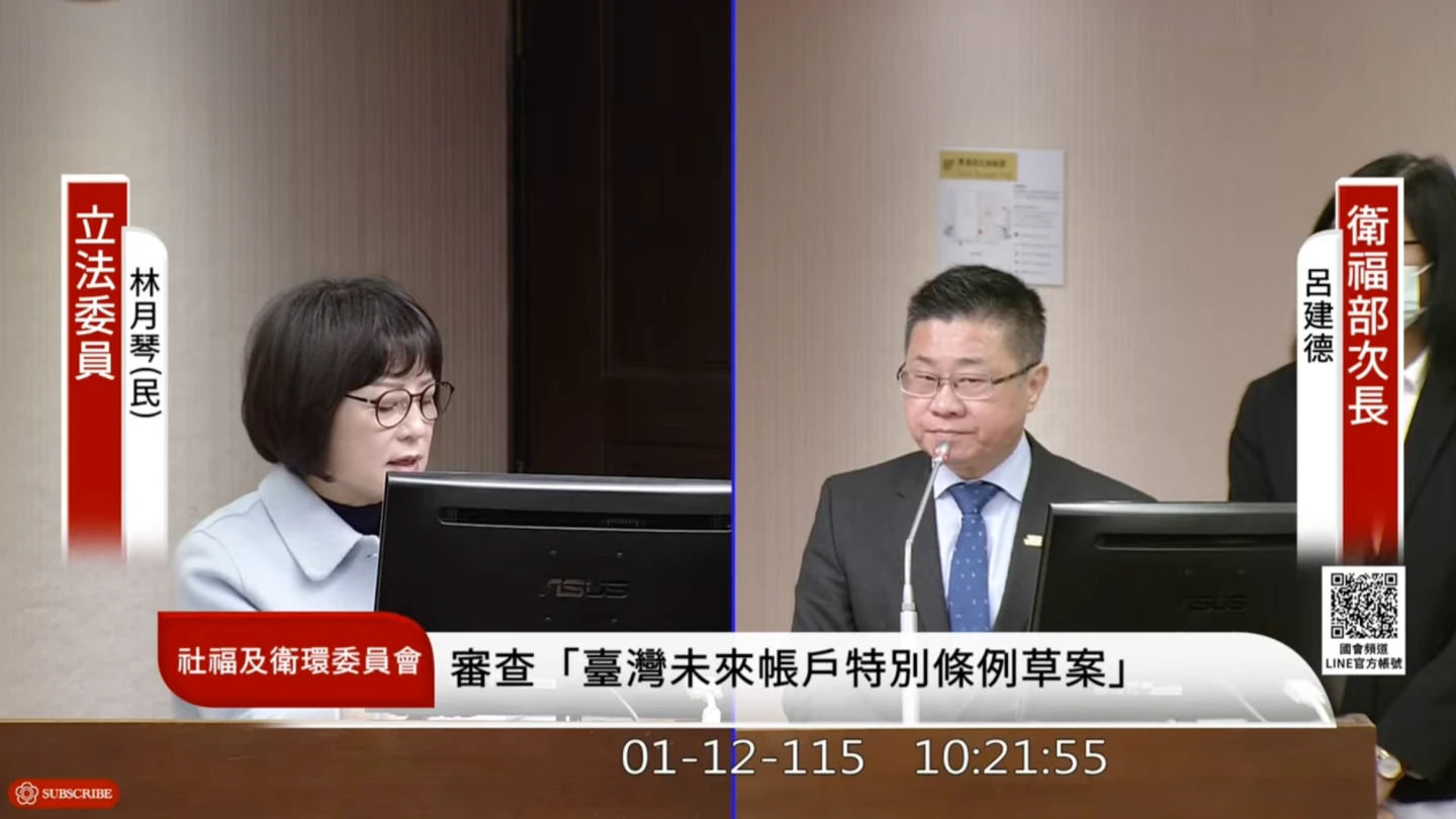 藍白推「台灣未來帳戶」　衛福部次長：立法不能只談理想不談代價