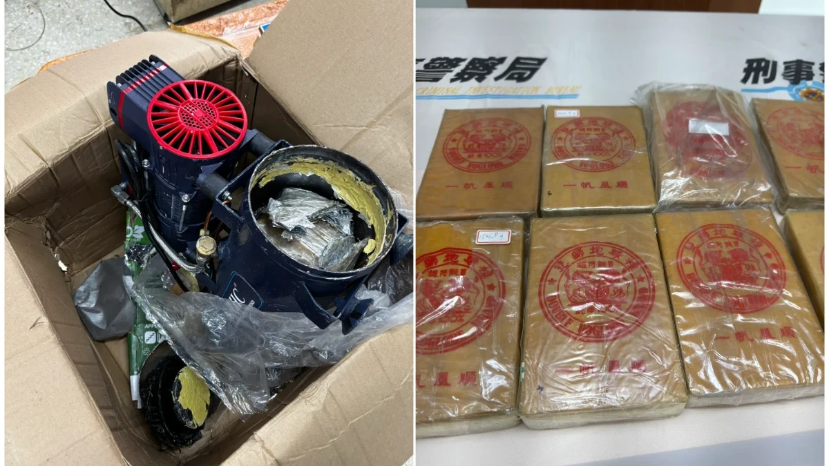 空壓機藏毒泰國寄來台！X光掃出破綻　內藏2000萬「雙獅地球」海洛因