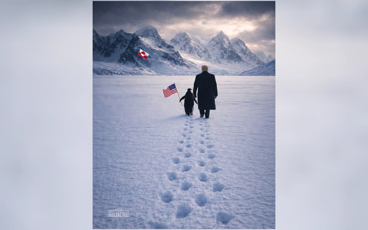 小時不讀書！白宮發川普與企鵝漫步格陵蘭照　網譏無知