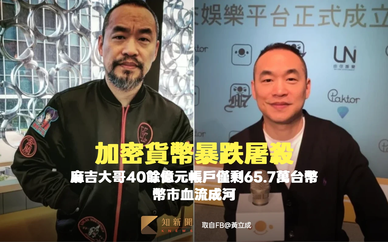 加密貨幣暴跌屠殺！麻吉大哥40餘億元帳戶僅剩65.7萬台幣　幣市血流成河