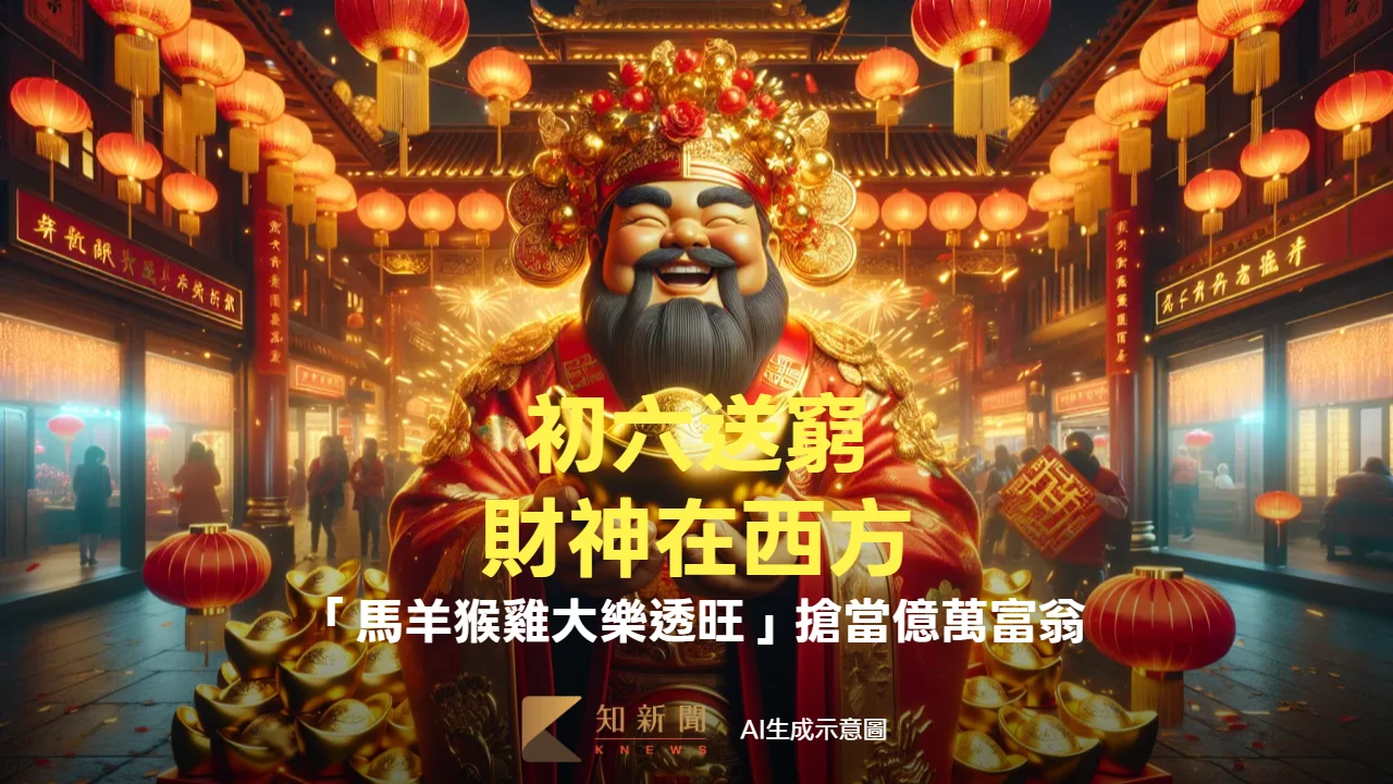 初六送窮！財神在西方　「馬羊猴雞大樂透旺」搶當億萬富翁