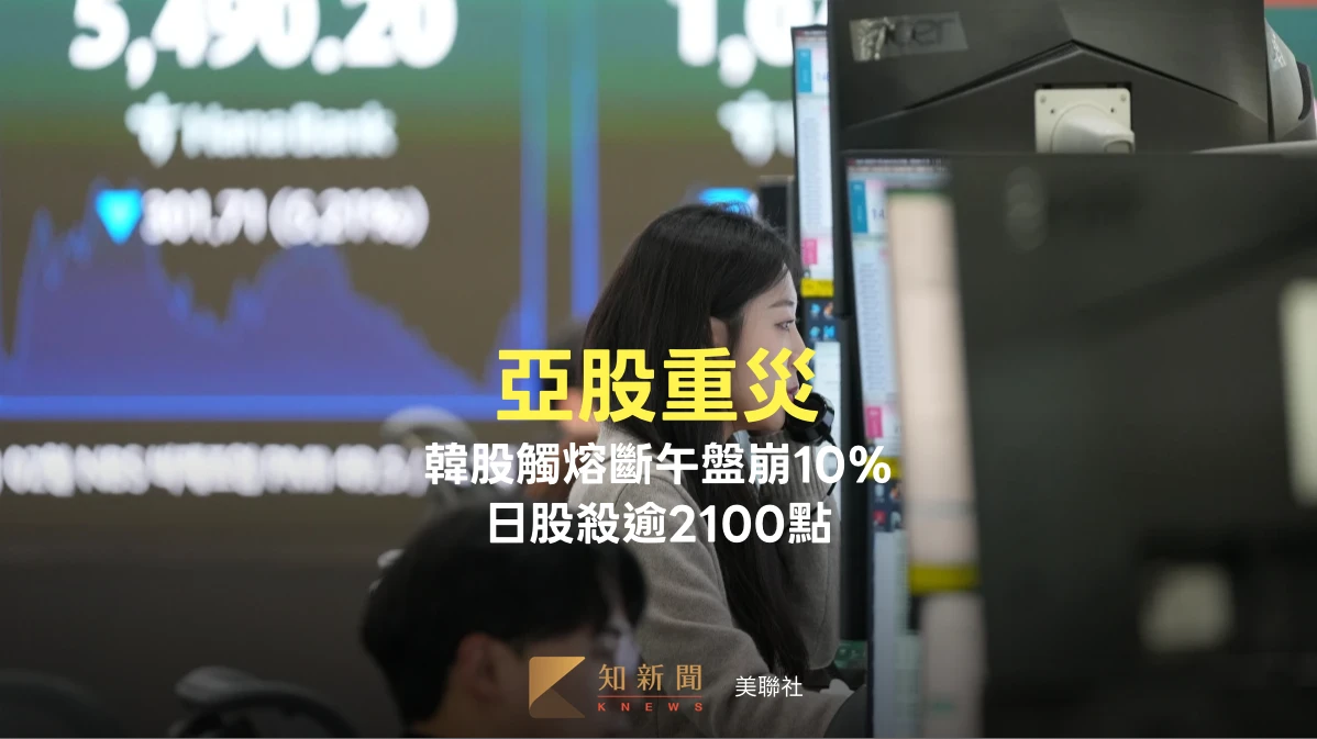 中東戰火讓亞股成重災區！韓股觸發熔斷午盤崩跌10%　日股殺逾2100點