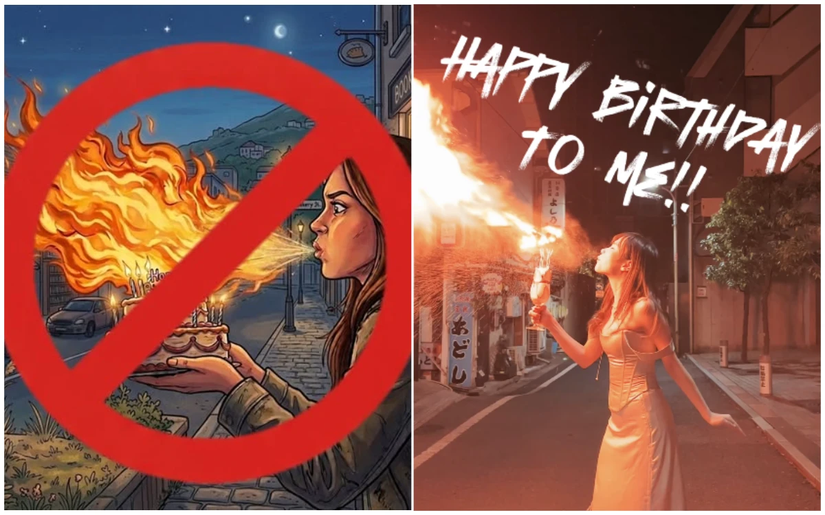 慶生吹蠟燭一動作噴火！女星臉部慘被燒傷　消防署急籲：別讓慶生變遺憾