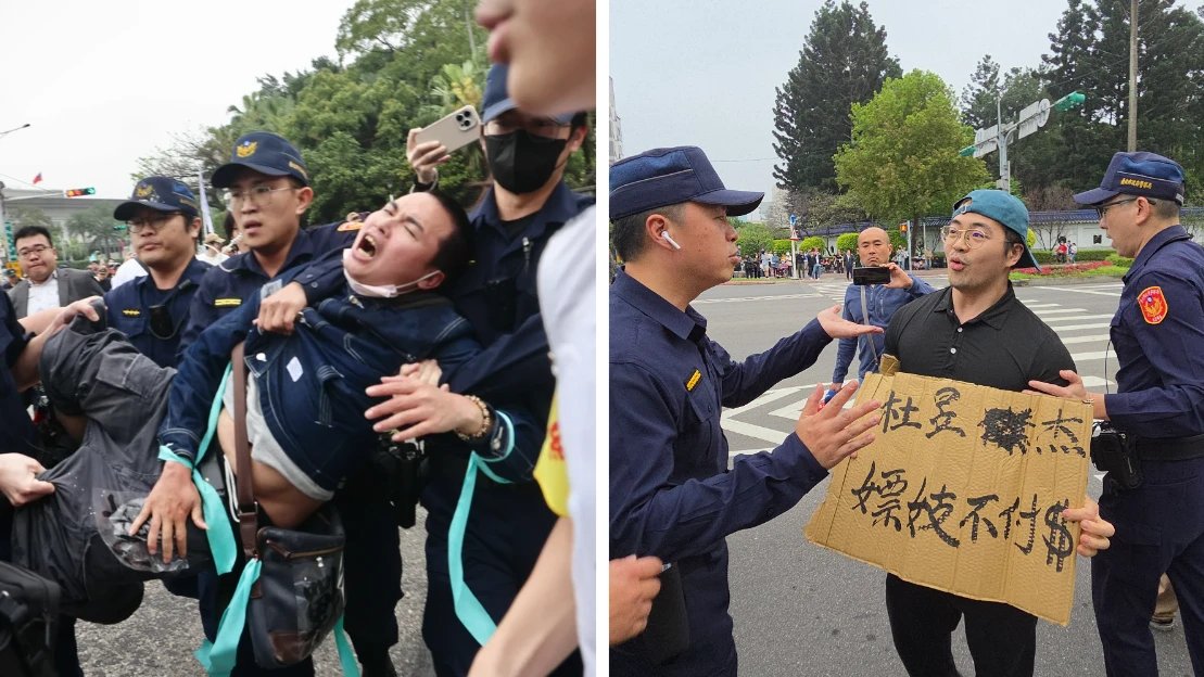 民眾黨今號召群眾上凱道！　吃屎哥鬧場遭警架離