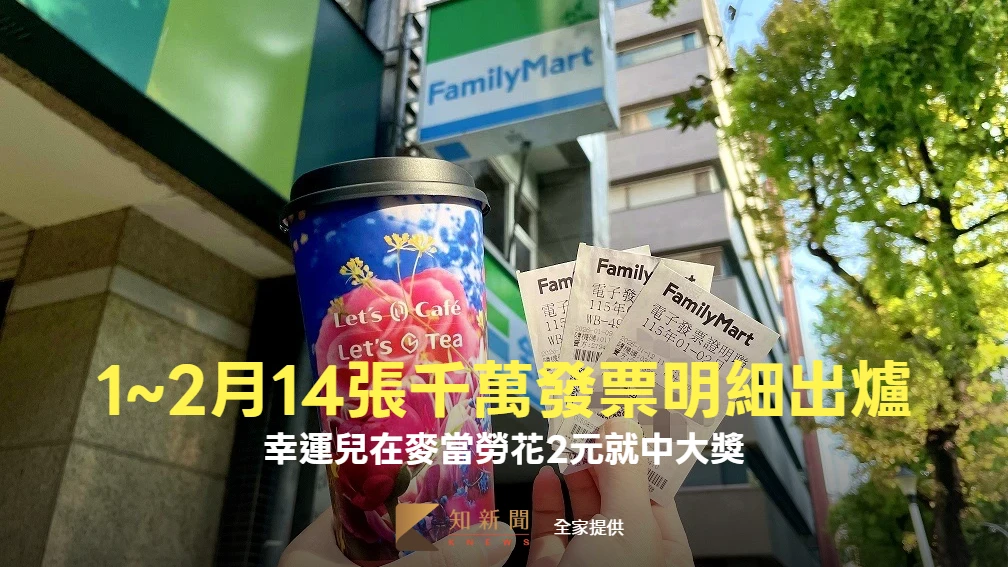 1~2月統一發票開出14張千萬特別獎明細出爐！　幸運兒在麥當勞花2元中大獎