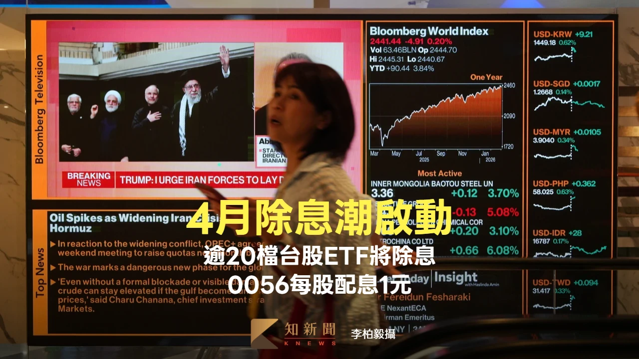 4月ETF除息潮啟動！多檔將除息　0056每股配息1元