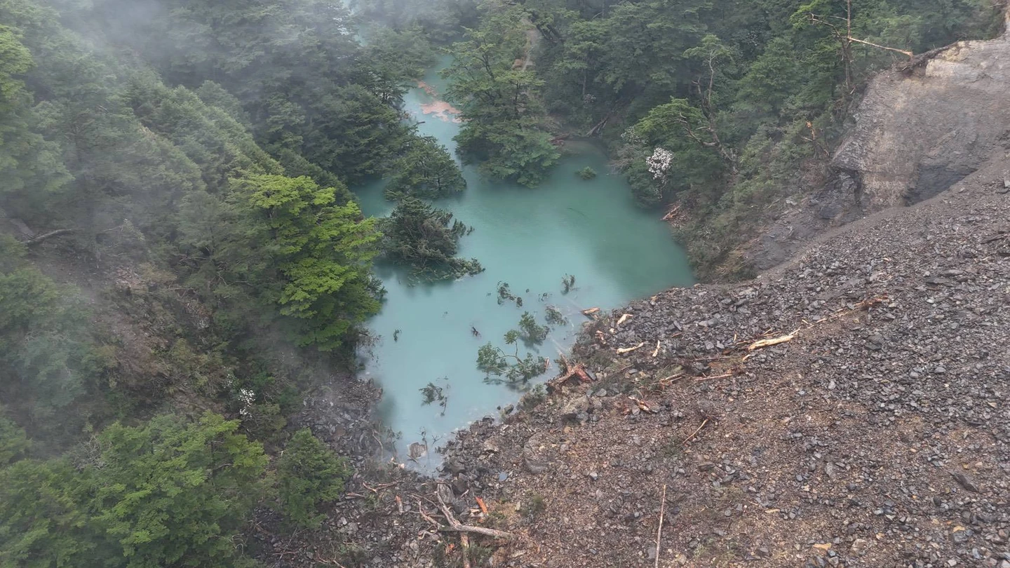 清明降雨合歡溪上游堰塞湖！林保署空拍照曝　評估降挖減災