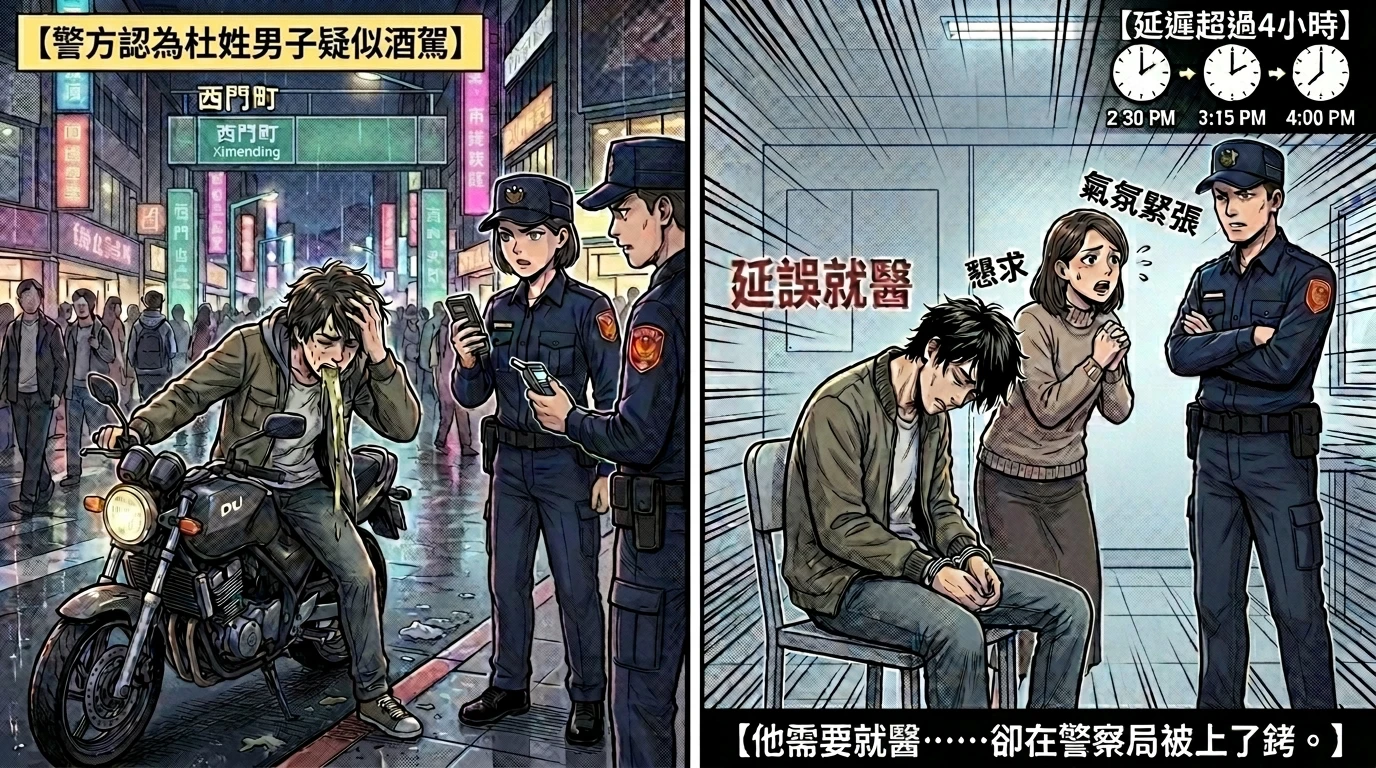 男騎士腦出血嘔吐！遭警當酒駕扣留4小時　家屬控延誤開顱手術險害命
