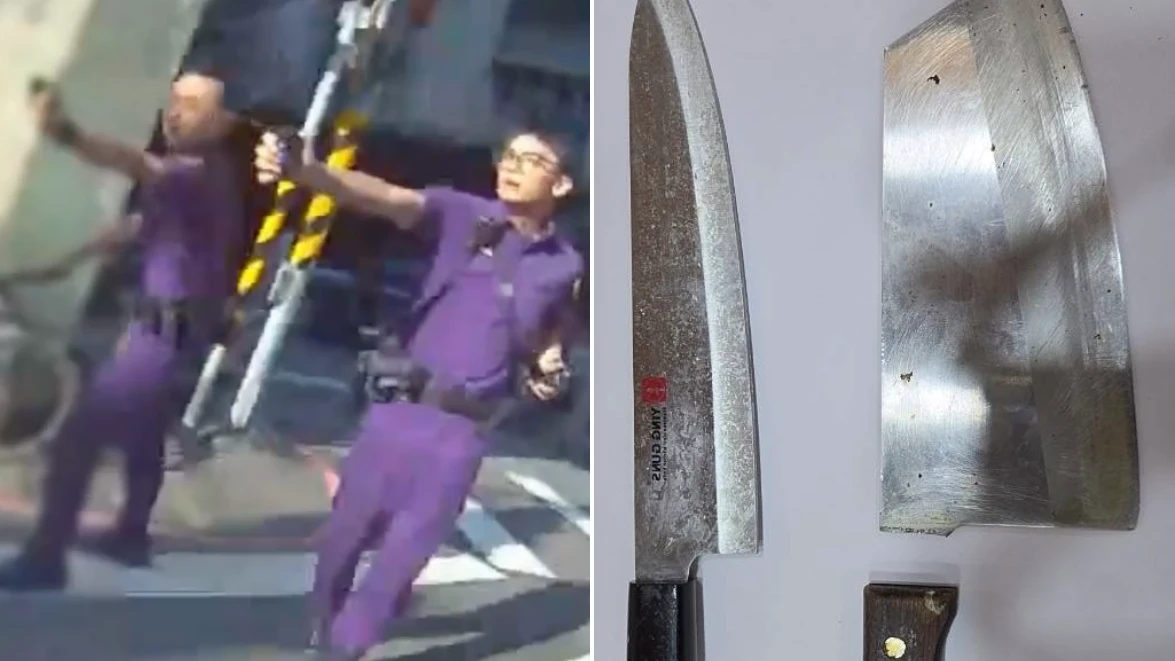 恐怖！板橋婦持雙刀揮舞追路人　警急噴辣椒水制伏