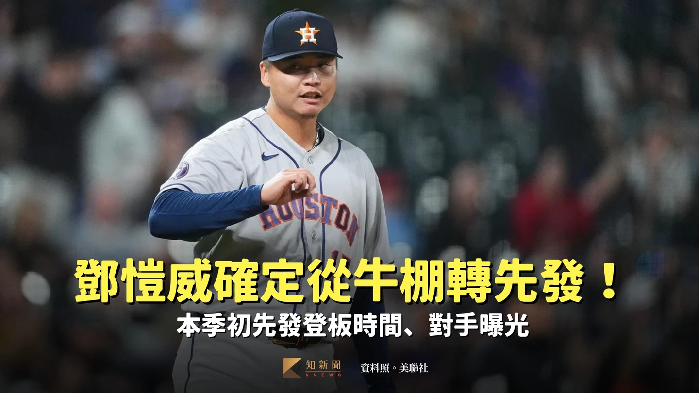 MLB｜鄧愷威確定從牛棚轉先發！本季初先發登板時間、對手曝光