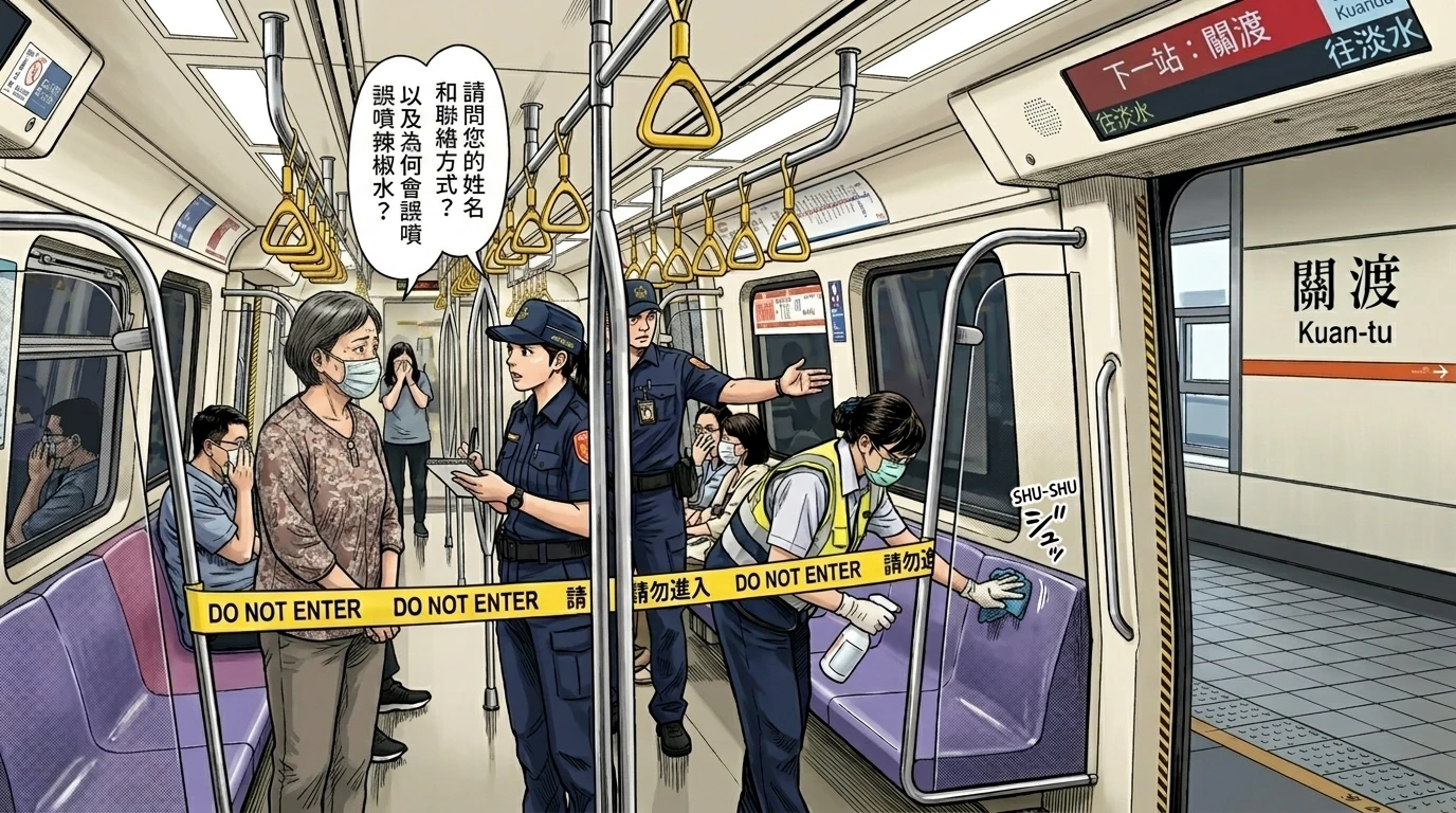 手滑誤觸代價大！北捷車廂噴辣椒水　婦人挨罰萬元移送法辦