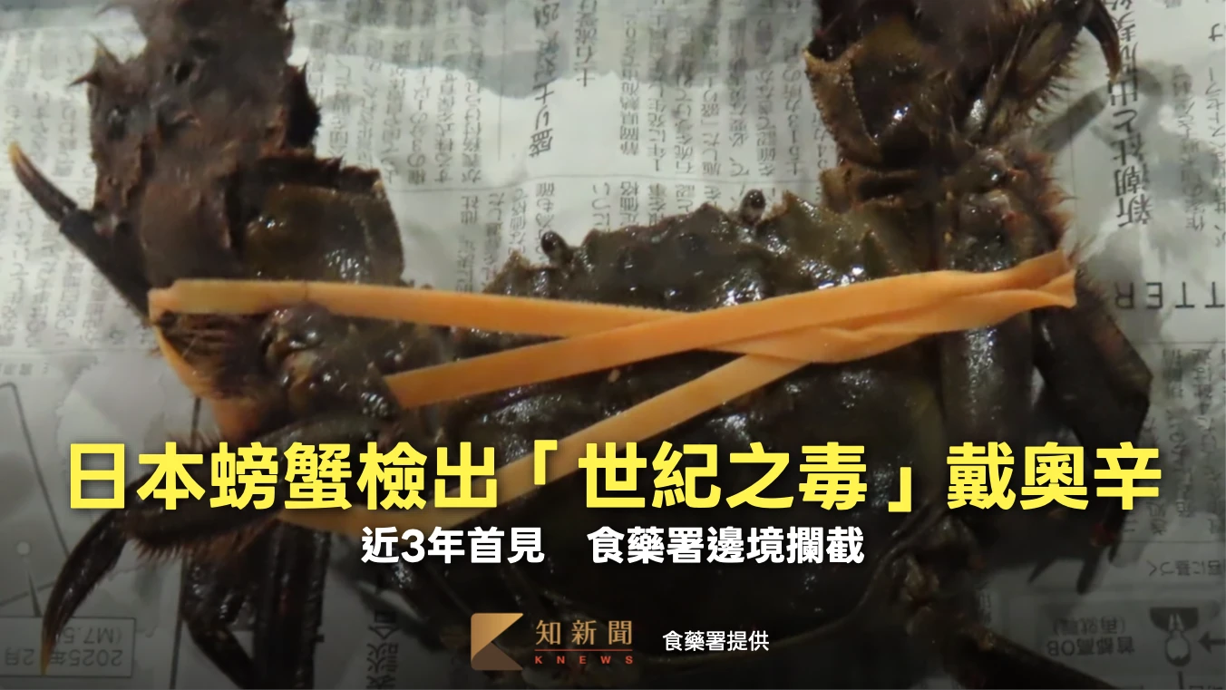 邊境攔截｜2批日本螃蟹遭檢出「世紀之毒」戴奧辛　食藥署：近3年首見