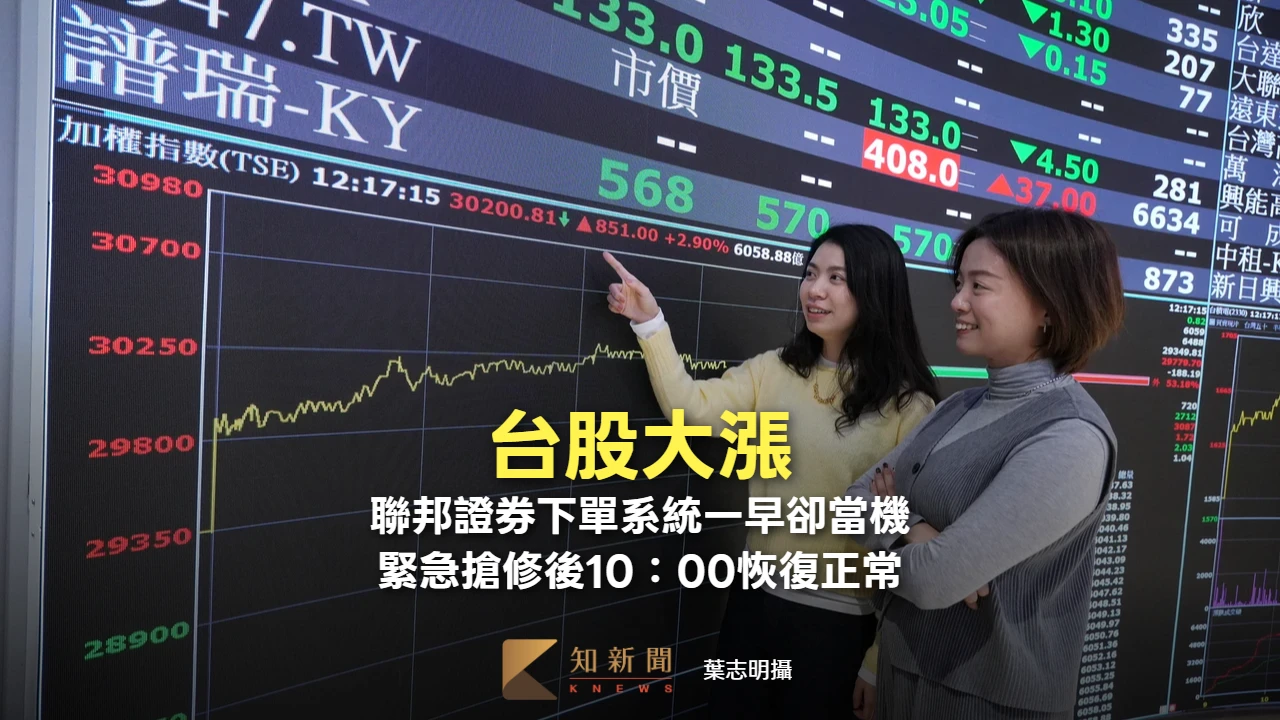 台股大漲聯邦證券下單系統一早卻當機　緊急搶修後10：00恢復正常