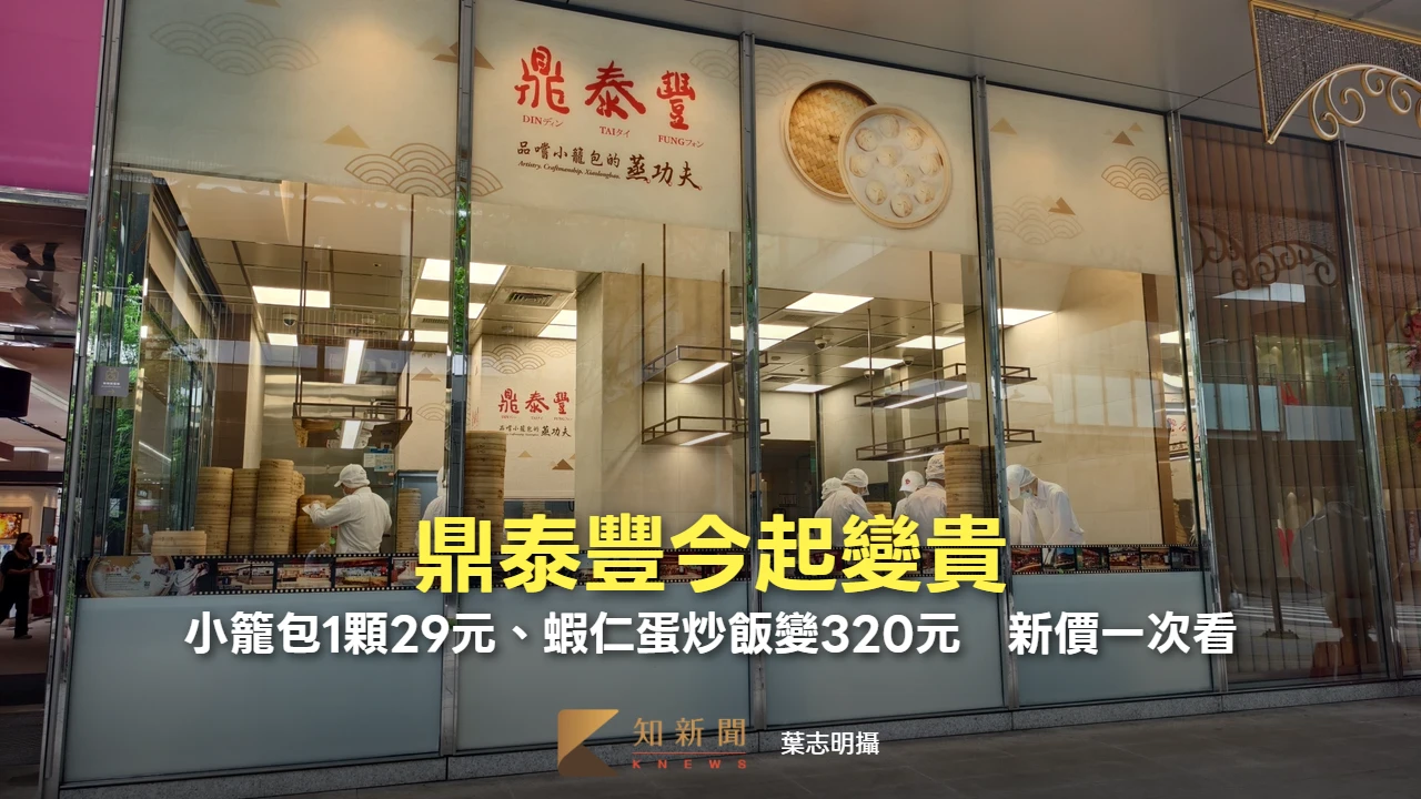 鼎泰豐今起變貴!小籠包1顆29元、蝦仁蛋炒飯變320元 熱門品項新價一次看