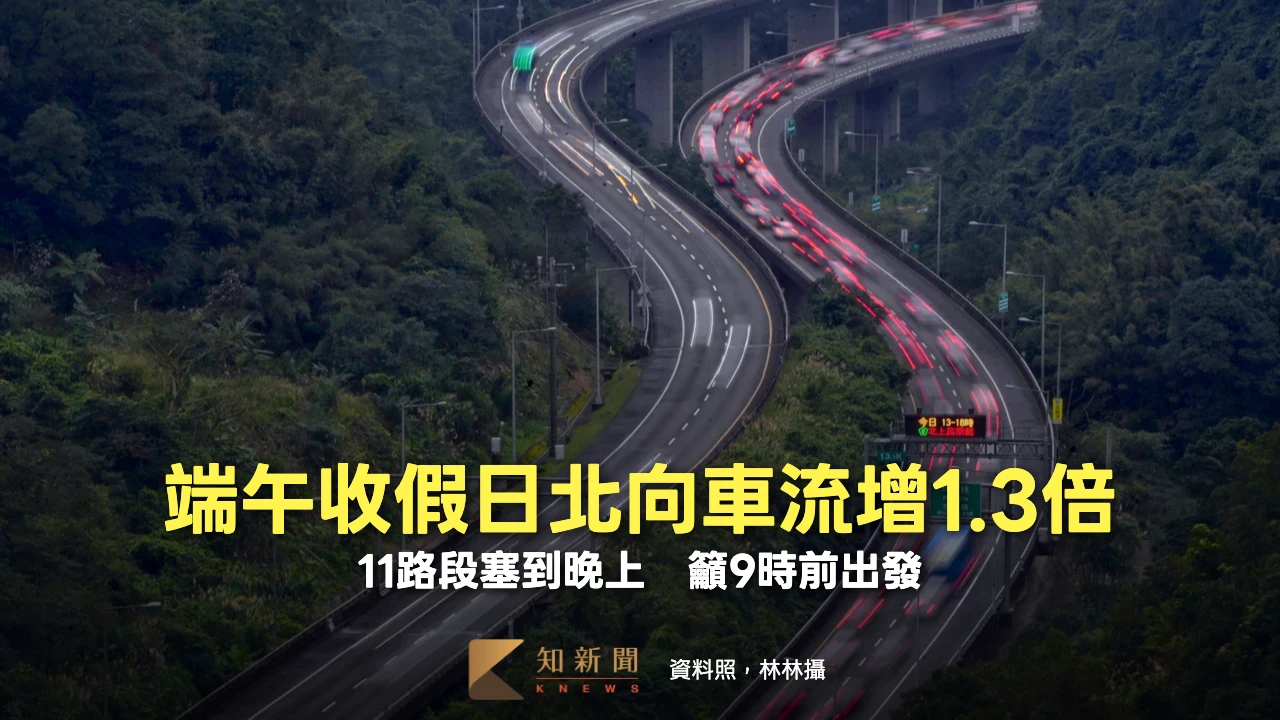 端午收假日北向車流增1.3倍！11路段塞到晚上　高公局籲9時前出發