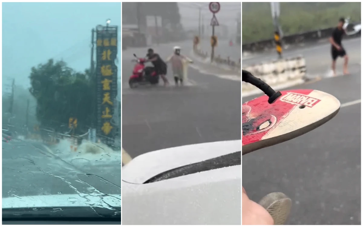 有片｜高雄豪雨釀急流2婦連摔車！熱心男衝下車救人　妻驚曝：成年人都快站不穩