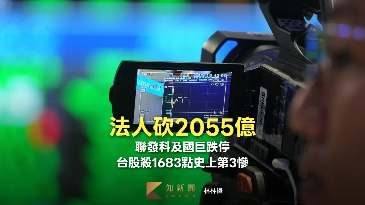 法人砍2055億！台積電破月線、聯發科及國巨跌停　台股殺1683點史上第3慘