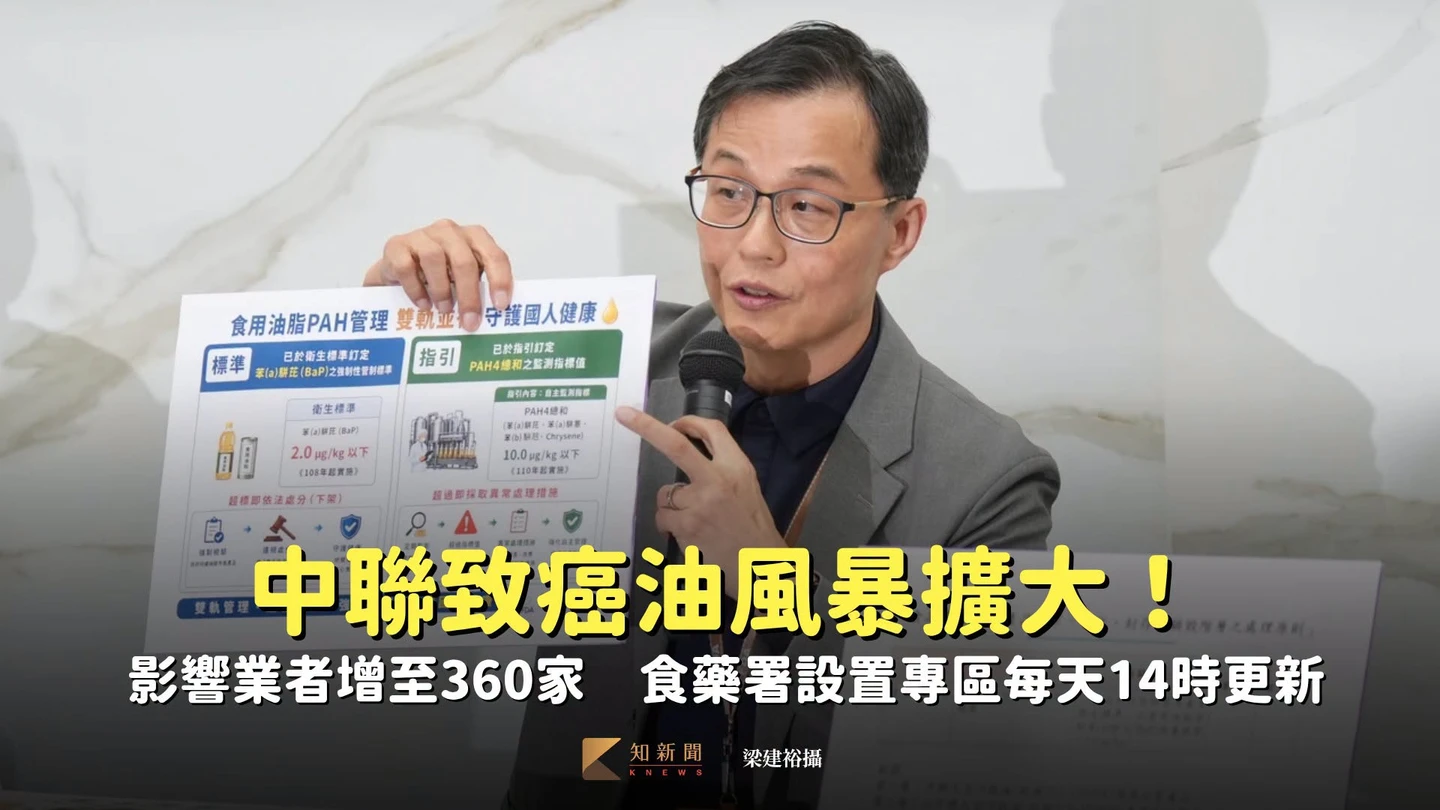 中聯致癌油風暴擴大！影響業者增至360家　食藥署設置專區每天14時更新