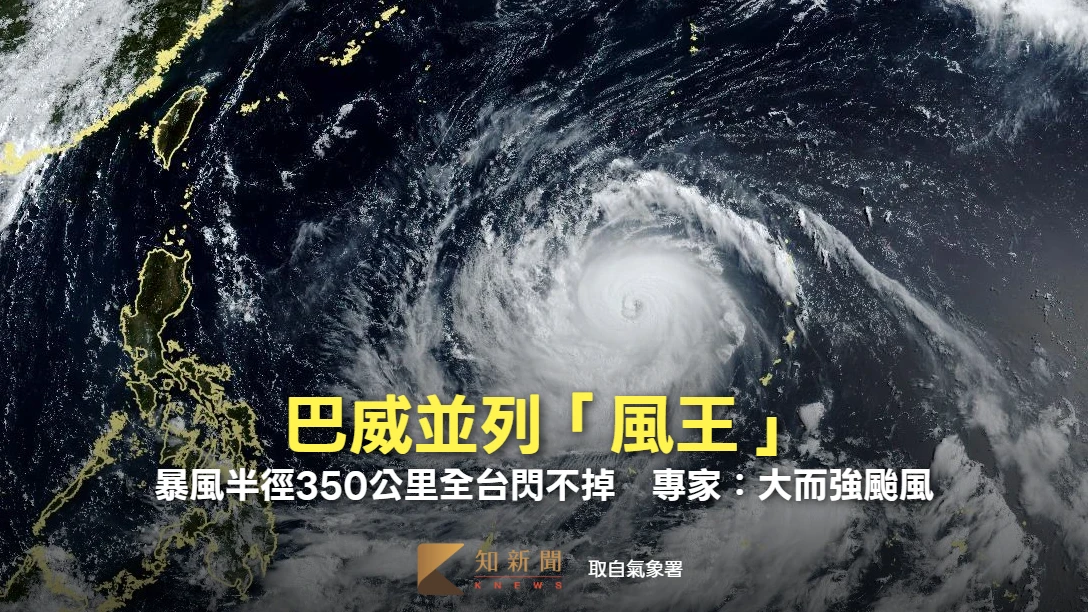 巴威並列「風王」！暴風半徑350公里全台閃不掉　專家：大而強颱風