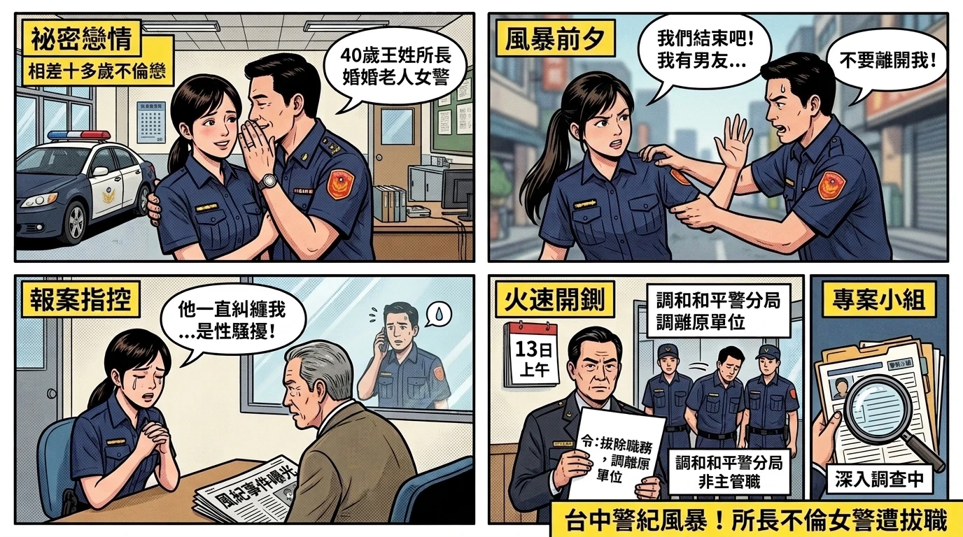 偷吃小女警！台中已婚派出所長拒分手遭控騷擾　市警局火速拔官調職