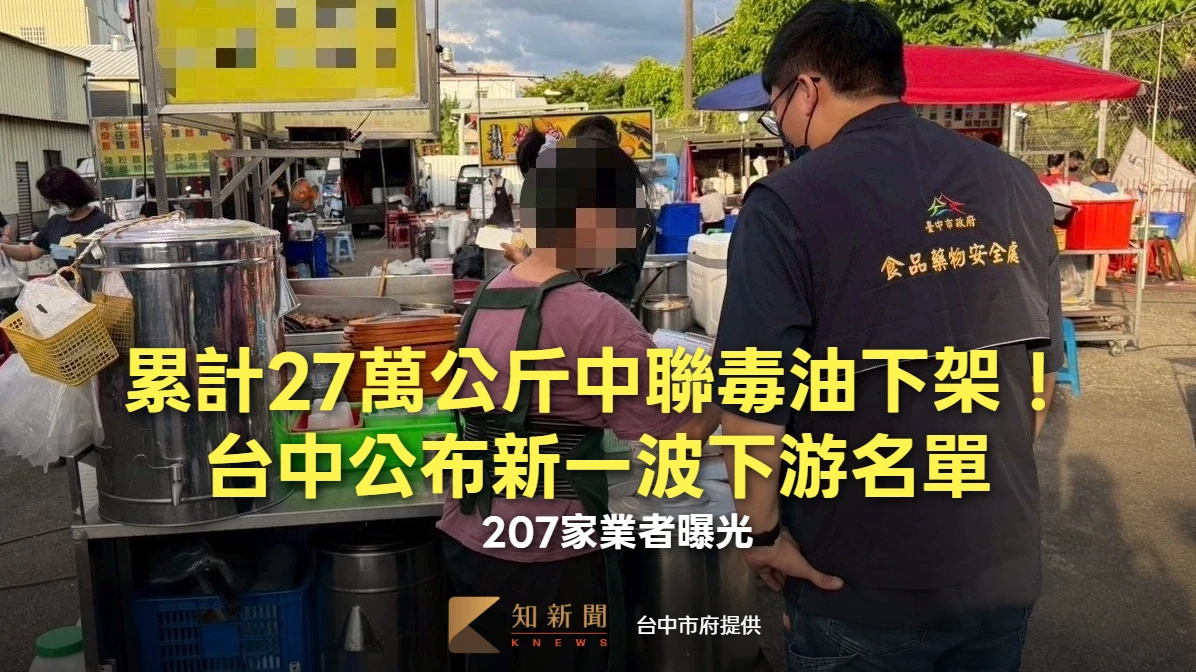 累計27萬公斤中聯毒油下架！台中公布新一波下游名單　207家業者曝光