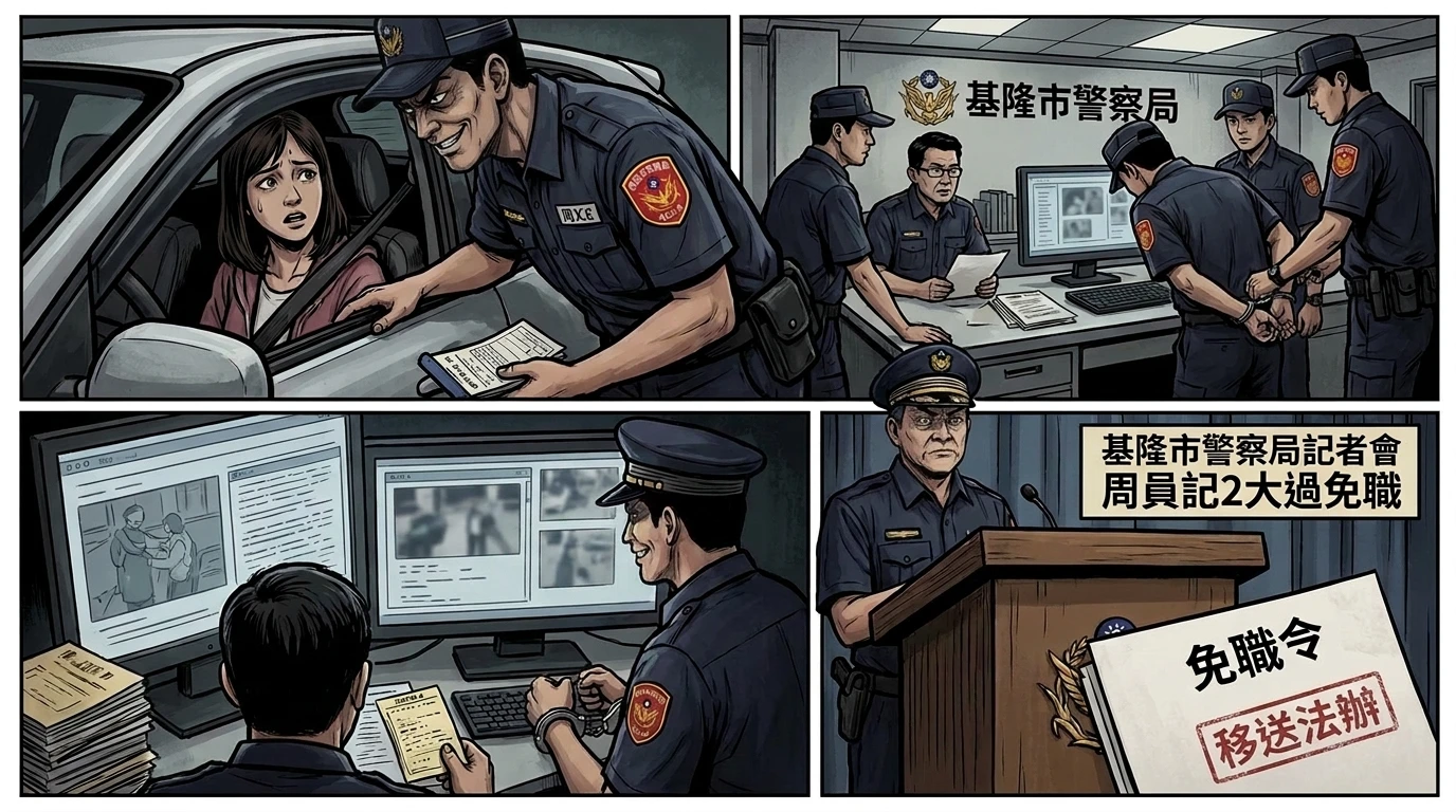 惡警攔查違規妹竟猥褻放行！基隆市警局怒開鍘　2大過免職移送法辦
